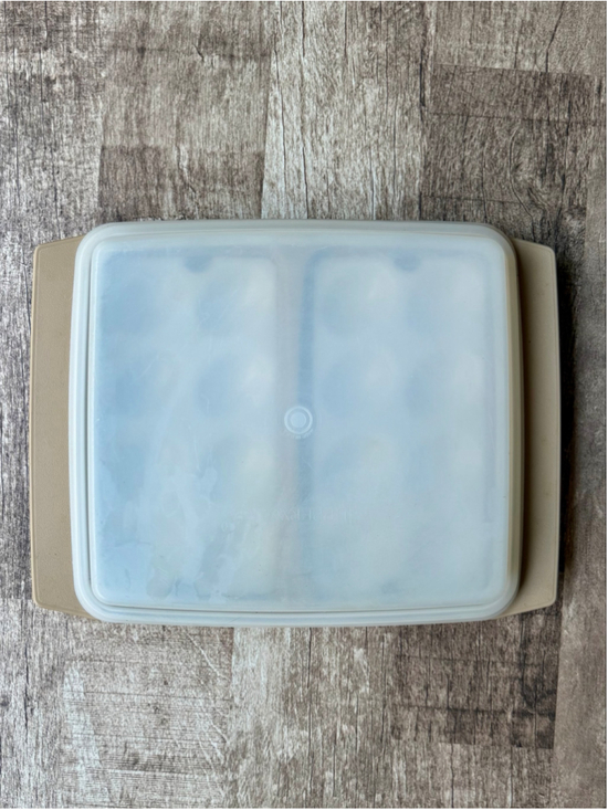 Tupperware Other - Vintage Tupperware Deviled Egg Keeper Carrier 16 Slot Almond Tan Clear Lid